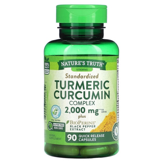 Turmeric Curcumin Complex Plus BioPerine Black Pepper Extract, Standardized, 2,000 mg, 90 Quick Release Capsules (1,000 mg per Capsule)