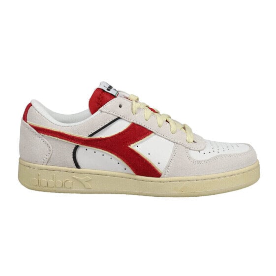 Diadora Magic Basket Low Suede Leather Lace Up Mens Grey, Red, White Sneakers C