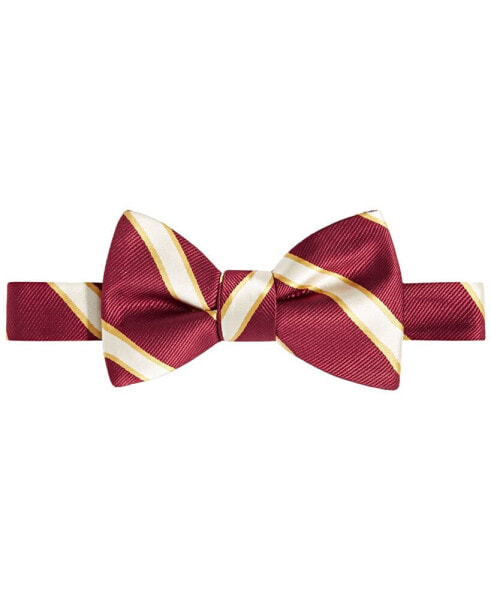 Men's Crimson & Cream Stripe Bow Tie