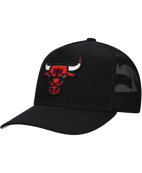 Men's Black Chicago Bulls Monogram All-Over Logo Mesh Trucker Adjustable Hat