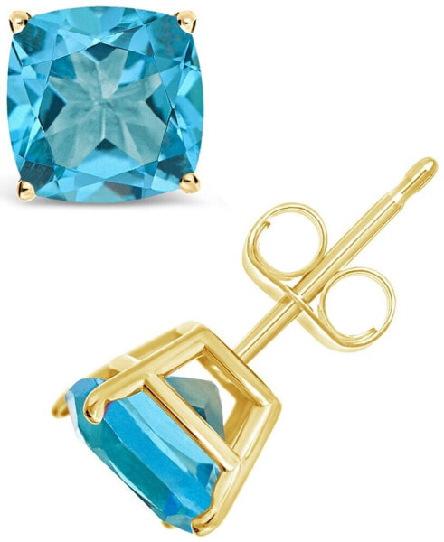 Swiss Blue Topaz (3-5/8 ct. t.w.) Stud Earrings in 14K Yellow Gold