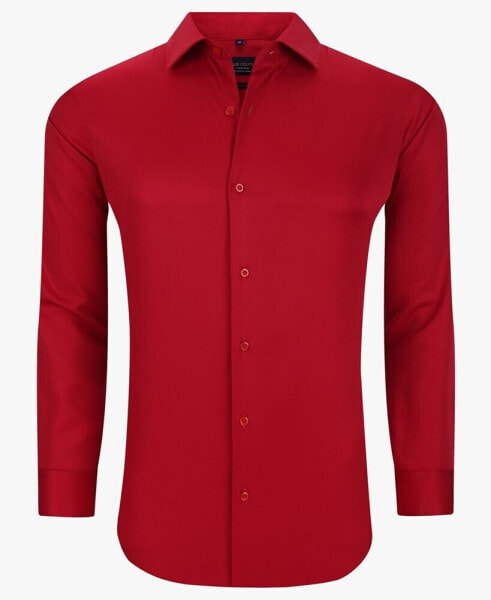 Men's Solid Slim Fit Wrinkle Free Stretch Long Sleeve Button Down Shirt