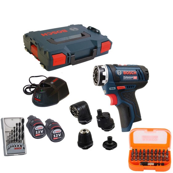 Bosch Akku-Bohrschrauber GSR 12V-15 FC 2x2,0 Ah-Akkus + L-BOXX + Bohrer und Bits