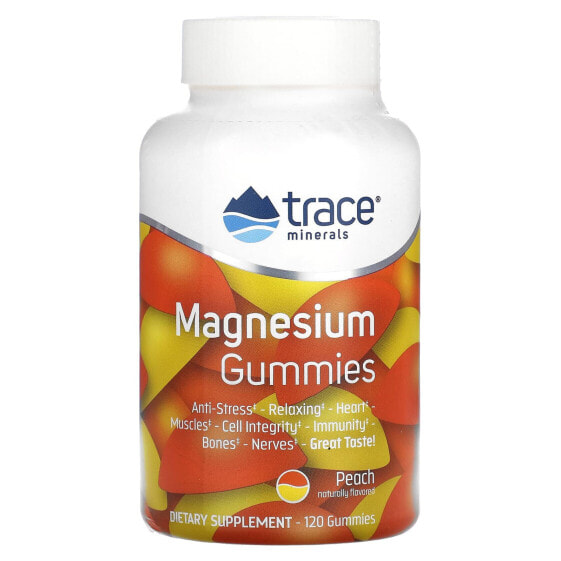Trace Minerals ®, Жевательные мармеладки с магнием, персик, 120 жевательных таблеток