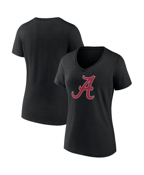 Women's Black Alabama Crimson Tide Evergreen Logo V-Neck T-shirt