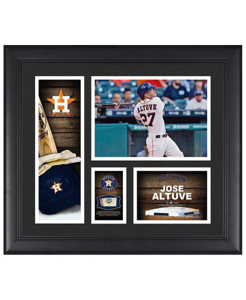 Jose Altuve Houston Astros Framed 15" x 17" Player Collage with a Piece of Game-Used Ball