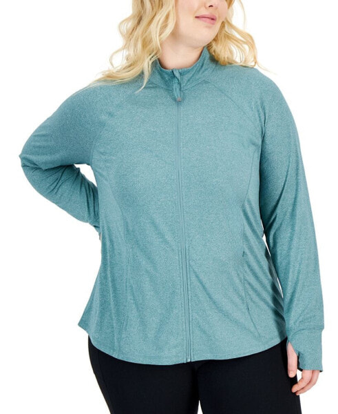 Plus Size Zip-Front Long Sleeve Jacket, Created for Macy's