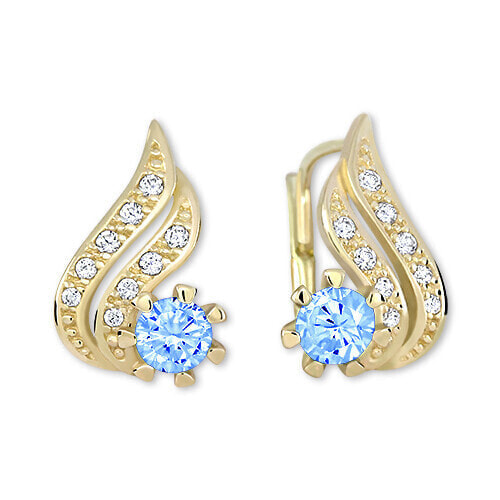 Beautiful yellow gold earrings with zircons 239 001 00529 0000500