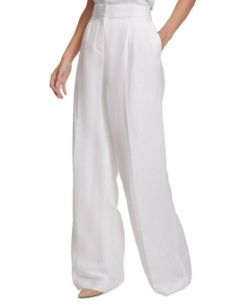 Women's Linen Blend Wide-Leg Pants