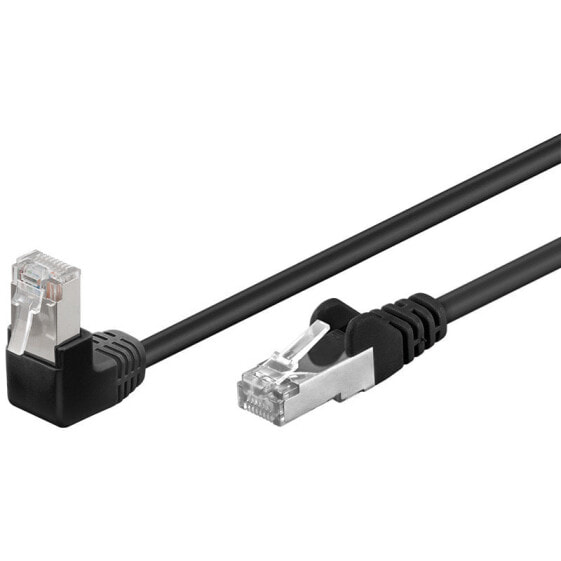 Wentronic CAT 5e Patch Cable 1x 90° Angled - F/UTP - 0.25 m - Black - 0.25 m - Cat5e - F/UTP (FTP) - RJ-45 - RJ-45