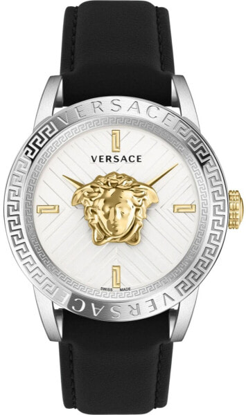 Versace Herren Armbanduhr V-CODE RESTYLING Palazzo schwarz, silber 43 mm VESN00222