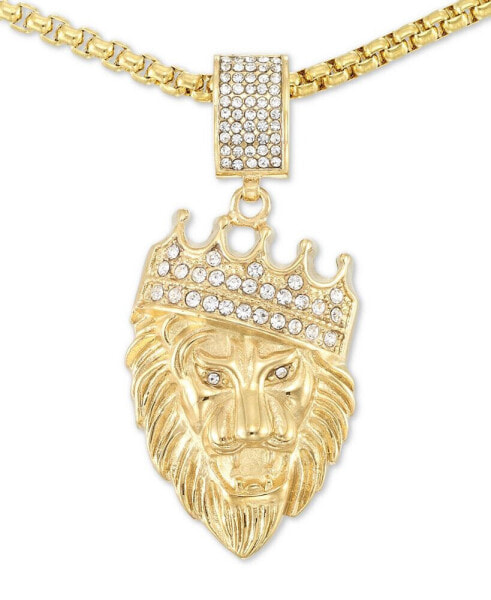 Crystal Lion King 24" Pendant Necklace in Gold-Tone Ion-Plated Stainless Steel