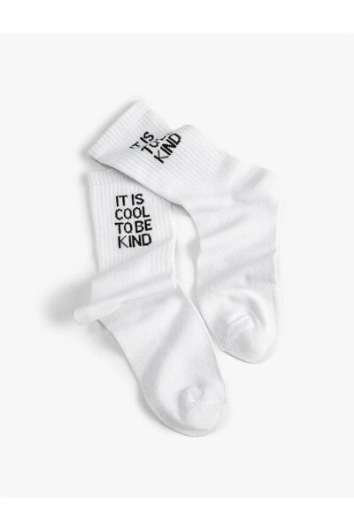 Soket Çorap Slogan İşlemeli