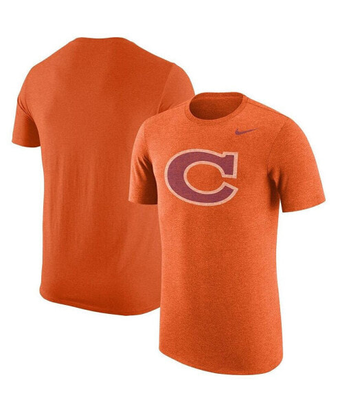 Men's Heathered Orange Clemson Tigers Vintage-Like Logo Tri-Blend T-shirt