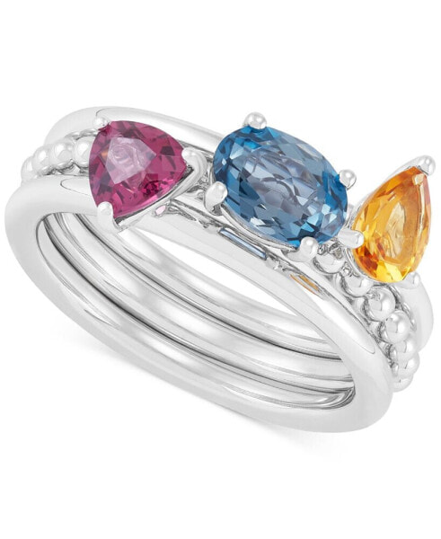 3-Pc. Set Multi-Gemstone Stacking Rings (1-3/4 ct. t.w.) in Sterling Silver
