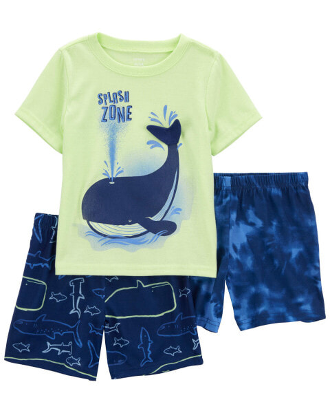 Toddler 3-Piece Whale Loose Fit Pajama Set 5T