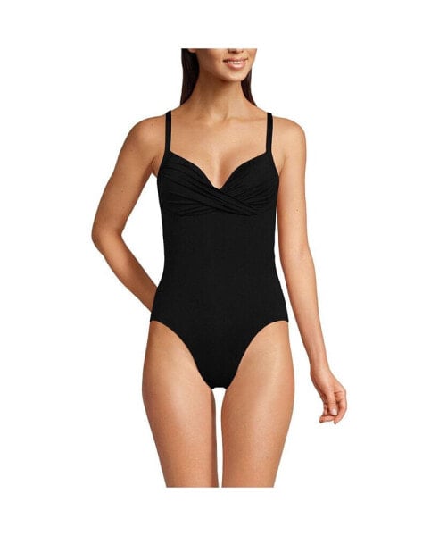 Women's Sculpting Suit Chlorine Resistant Targeted Control Draped One Piece Swimsuit