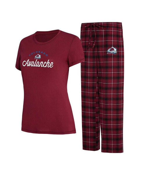 Women's Burgundy, Black Colorado Avalanche Arctic T-shirt and Pajama Pants Sleep Set