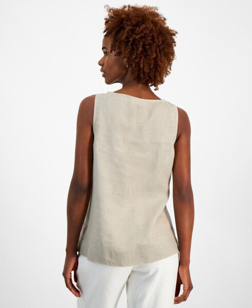 Women's 100% Linen Embellished Tank Top, Created for Macy's