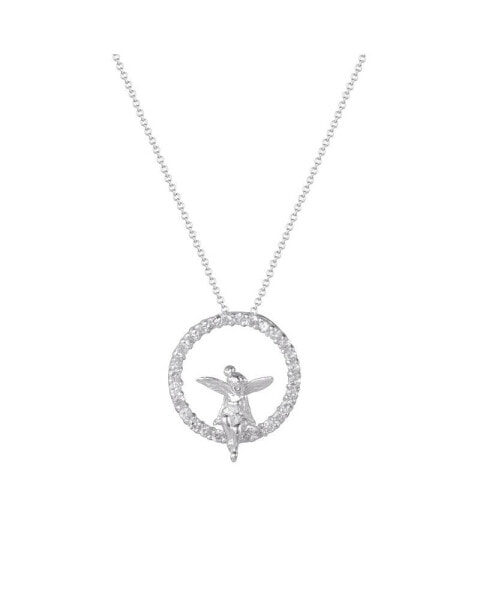 Tinkerbell Silver Flash Plated Cubic Zirconia Pendant Necklace, 18 + 2"