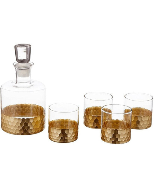 Daphne Decanter and Whiskey Glass Set, 5 Piece