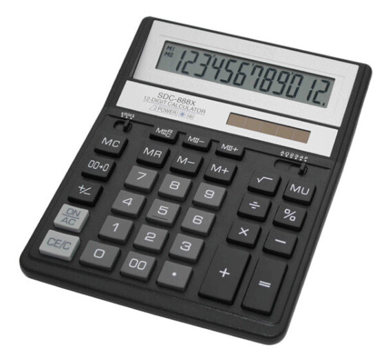 Калькулятор Citizen SDC-888X - карманный - финансовый - 12 разрядов - 1 строка - батарейка/солнечная - черный