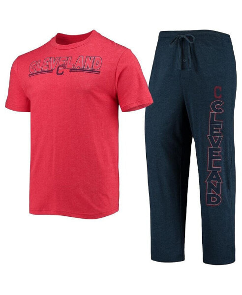 Men's Navy, Red Cleveland Indians Meter T-shirt and Pants Sleep Set