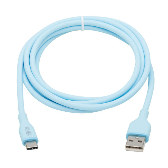 Tripp U038AB-006-S-LB Safe-IT USB-A to USB-C Antibacterial Cable - USB 2.0 - Ultra Flexible (M/M) - Light Blue - 6 ft. (1.8 m) - 1.83 m - USB A - USB C - USB 2.0 - 480 Mbit/s - Blue
