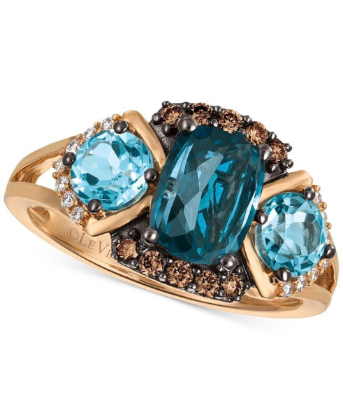 Chocolatier Blue Topaz (2-5/8 ct. t.w.) and Diamond (1/5 ct. t.w.) Ring in 14k Rose Gold, Created for Macy's