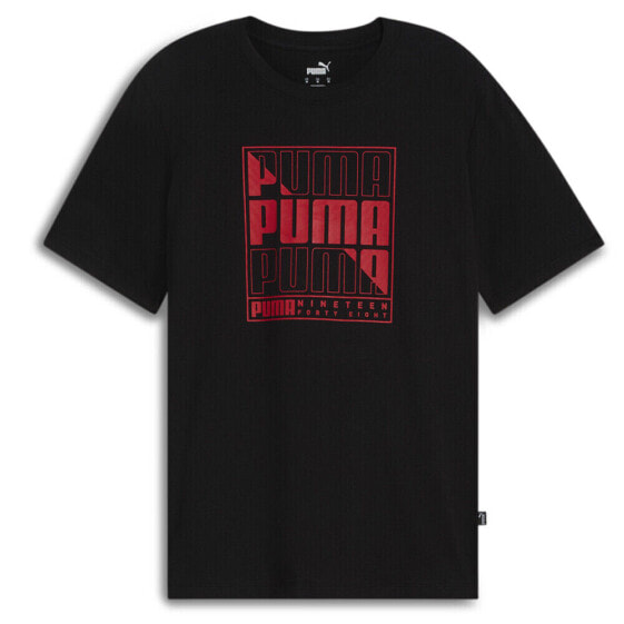 Puma Graphics Wording Crew Neck Short Sleeve T-Shirt Mens Black Casual Tops 6822