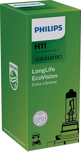 Philips 12362LLECOC1 LongLife EcoVision H11 Headlight Lamp