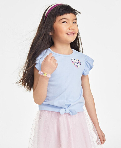 Little Girls Sprouting Heart Graphic Tie-Front T-Shirt, Created for Macy's