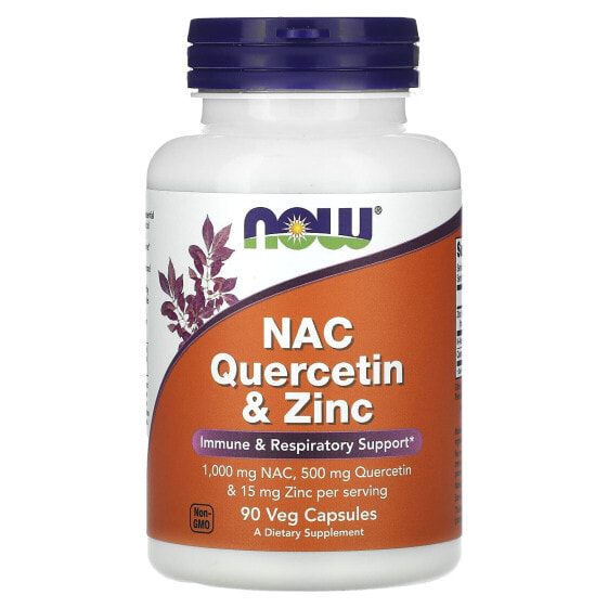 NOW Foods, NAC кверцетин и цинк, 90 растительных капсул