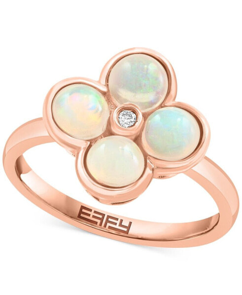 EFFY® Ethiopian Opal (2-7/8 ct. t.w.) & Diamond Accent Flower Ring in 14k Rose Gold