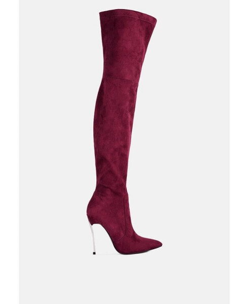 jaynetts stretch suede micro over the knee boots