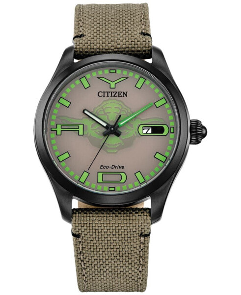 Eco-Drive Men's Star Wars Yoda Beige Nylon Strap Watch 42mm