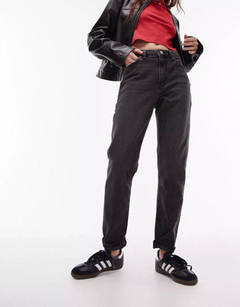 Topshop Original high rise Mom jeans in washed black