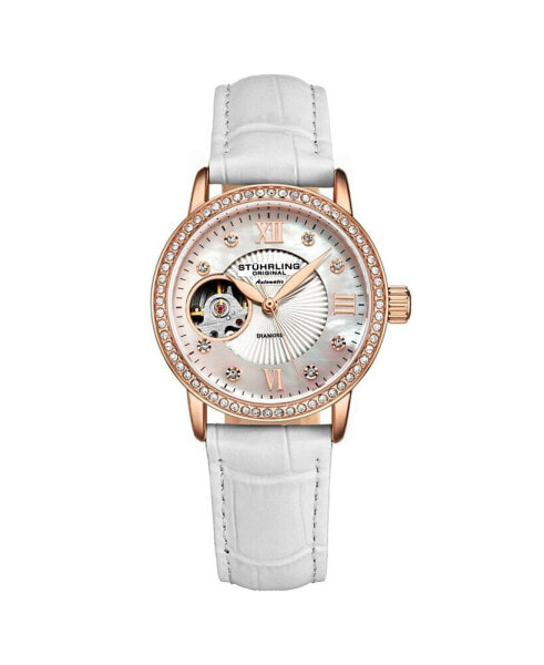 Часы Stuhrling White Leather Watch 34mm