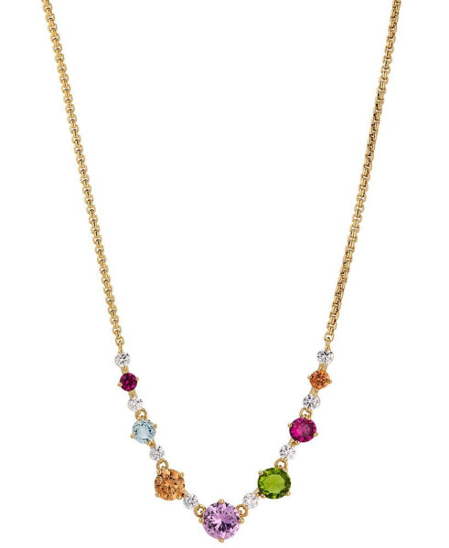 18k Gold-Plated Multicolor Mixed Stone Statement Necklace, 15" + 3" extender, Created for Macy's