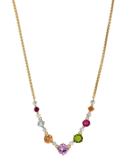 Eliot Danori 18k Gold-Plated Multicolor Mixed Stone Statement Necklace, 15" + 3" extender, Created for Macy's