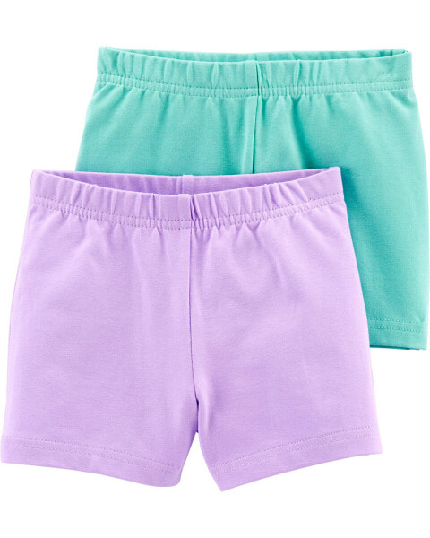 Toddler 2-Pack Turquoise/Purple Bike Shorts 5T