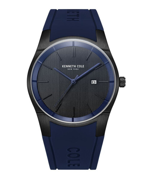 Men's Modern Classic Blue Silicone Strap Watch 42mm