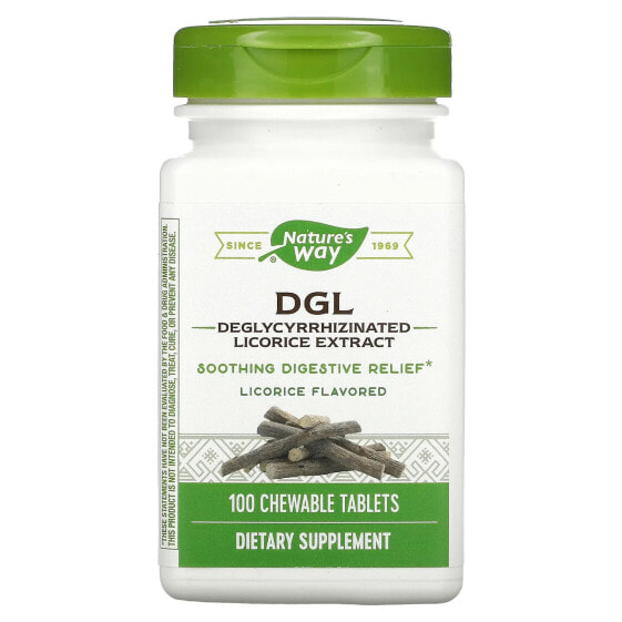 DGL, Deglycyrrhizinated Licorice Extract, Licorice, 100 Chewable Tablets