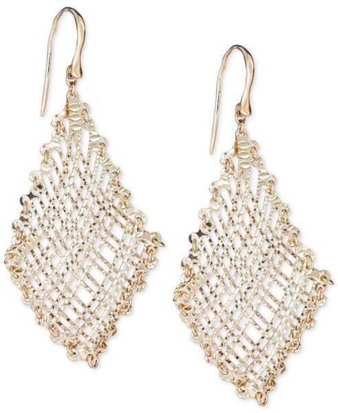 Filigree Weave Textured Drop Earrings in 14k Gold