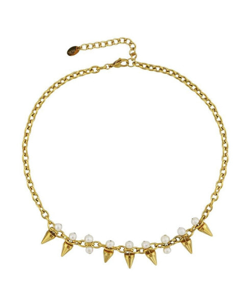 Rebl Jewelry santana Spike and Pearl Necklace