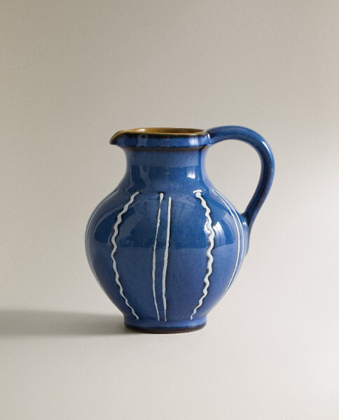 Striped ceramic milk jug