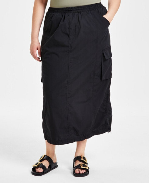 Trendy Plus Size Utility Cargo Midi Skirt