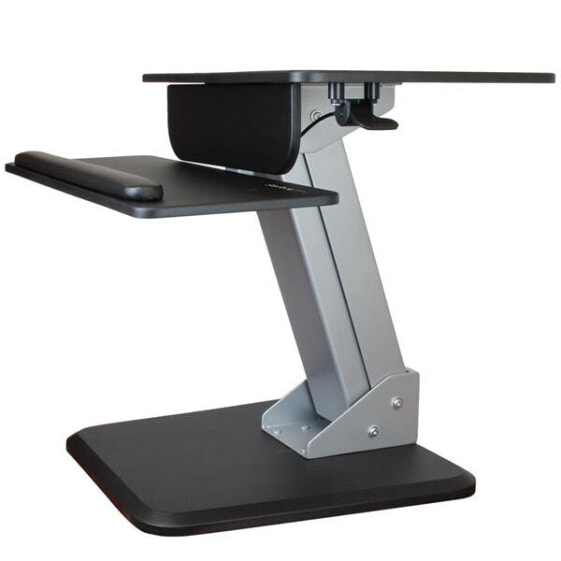 StarTech.com Sit-to-Stand Workstation, Multimedia stand, Black, Silver, Steel, Wood, Flat panel, 13 kg, 76.2 cm (30")