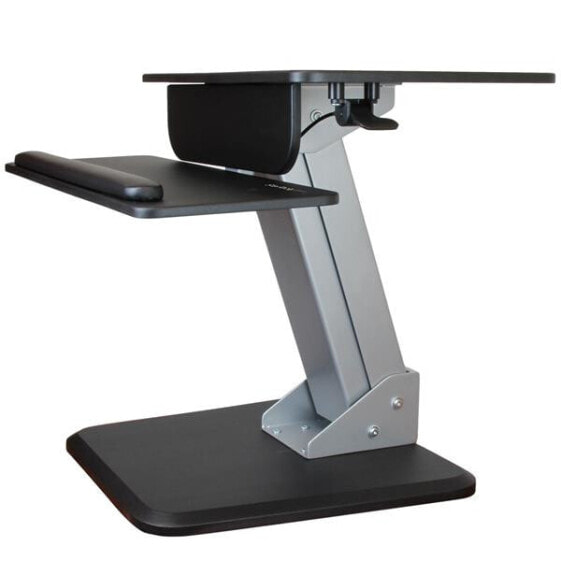 StarTech.com Sit-to-Stand Workstation - Multimedia stand - Black - Silver - Steel - Wood - Flat panel - 13 kg - 76.2 cm (30")