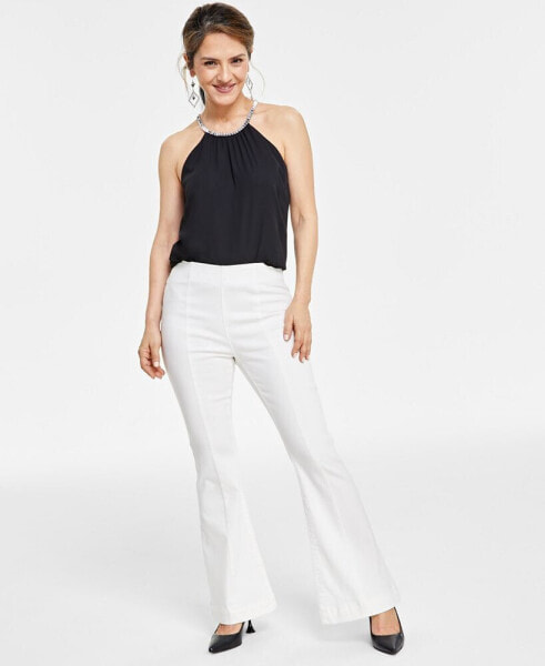 Petite High-Rise Seamed Flare-Leg Jeans, Created for Macy's
